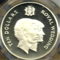 JAMAICA $10 DIANA & C. WEDDING FRONT QEII HEAD BACK AG SILVER 1981 KM92 PROOF READ DESCRIPTION CAREFULLY !!! - Jamaique