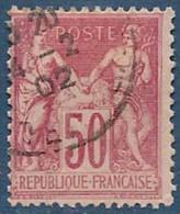 FRANCE Oblitéré Y&T N°104 Rose Carminé Sur Rose - 1898-1900 Sage (Tipo III)