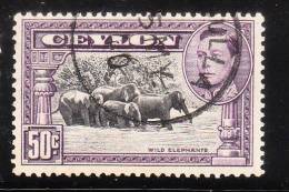 Ceylon 1938-52 King George VI Wild Elephant Used - Ceylon (...-1947)