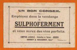 BUVARD : Un Bon Conseil  SULPHOFERMENT Employé Dans La Vendange Identique Recto Verso - Drank & Bier