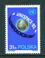 POLAND  -  1982  Peaceful Use Of Space  Mounted Mint As Scan - Ongebruikt