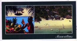 Carte Postale Et Enveloppe Décorée ILE MAURICE TROU AUX BICHES MAURITIUS 1998  FORMAT 10,5 X 20 - Maurice