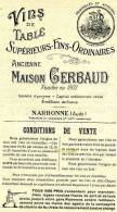 Publicité Maison Gerbaud Narbonne Aude 11 Vins De Table - Alcools