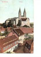 Litho Quedlinburg Wohnhäuser Mit Schloß 22.10.1908 Nach Hetzles Bei Heiningen - Quedlinburg