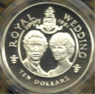 CAYMAN ISLANDS $10 DIANA & C. WEDDING FRONT QEII HEAD BACK AG SILVER 1981 KM68a PROOF READ DESCRIPTION CAREFULLY !!! - Kaimaninseln