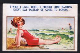 RB 881 - 1922 Bamforth Comic Postcard - "I Wish I Lived Here, I Should Come Bathing Instead Of Going To School" - Fumetti