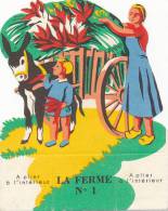 Chromo Découpi : Phosphatine Falières, La Ferme, N° 1, Attelage, Ane, Fermière... - Autres & Non Classés