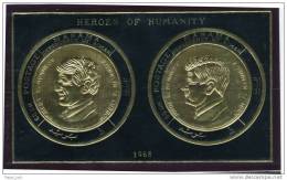 Manama Kennedy John Robert Gold Foil SS IMPERF Heroes Of Humanity  Round Stamps On Mini Sheet MNH - Kennedy (John F.)