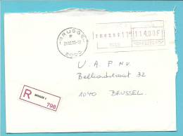 Aangetekend Brief Met Frankeervignet 114Fr Met Stempel BRUGGE 1 - Other & Unclassified