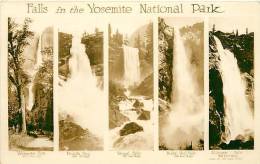188151-California, Yosemite National Park, RPPC, Multi View, 5 Scenes Of Waterfalls, Camp Curry Studio - Yosemite