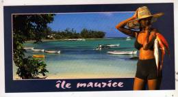 Carte Postale Et Enveloppe Décorée Oblitérée ILE MAURICE MAURITIUS 1999 PLAISIRS DE LA PECHE FORMAT 10,5 X 20 - Mauritius