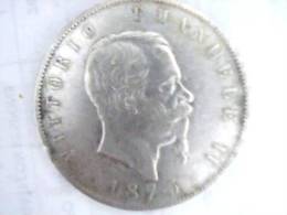 Vittorio Emanuele II 5 LIRE ARGENTO REGNO 1875 - 1861-1878 : Víctor Emmanuel II