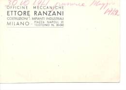 MILANO.DITTA  ETTORE RANZANI, OFFICINE MECCANICHE .FG-C1023 - Altri & Non Classificati