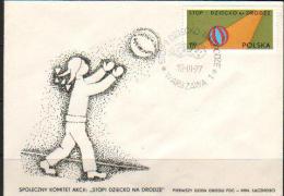 POLAND FDC 1977 ROAD SAFETY Children Child Girl Playing Ball Game  STOP CHILD ON THE ROAD - Accidents & Road Safety