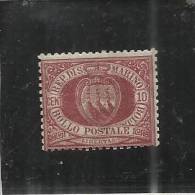 SAN MARINO 1894 - 1899 CIFRA O STEMMA CENTESIMI 10 ROSSO BRUNO MNH - Unused Stamps