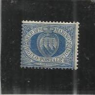 SAN MARINO 1894 - 1899 CIFRA O STEMMA CENTESIMI 25 AZZURRO MNH - Neufs