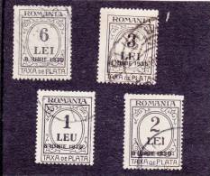 POSTAGE DUE  LOT 4 STAMPS USED RARE!, ROMANIA. - Port Dû (Taxe)