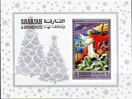SHARJAH 1970. BULK:2 Jesus III Christmas Tree IMPERF.SHEETLET   [non  Dentelé,Geschnitten,no Dentado,non Dentellato,oget - Sharjah
