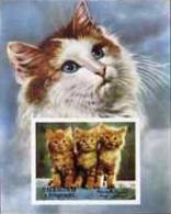 SHARJAH 1972.BULK:2 X  Three Cats IMPERF.SHEETLET   [non Dentelé,Geschnitten,no Dentado,non  Dentellato,ongetande] - Sharjah