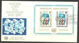 UN San Fransisco 26.06.1975 FDC Naciones Unidas United Nations Official First Day Cover 30th Anniversary Of UN - Brieven En Documenten