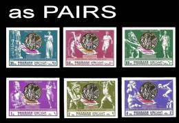 SHARJAH 1968. Mexico Olympics Medals  IMPERF.PAIRS:6 Stamps    [non  Dentelé,Geschnitten,no Dentado} - Verano 1968: México