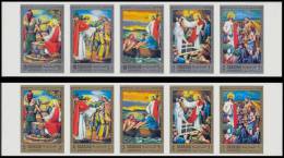 SHARJAH 1970. Jesus III.IMPERF.5-STRIPS:2 (10 Stamps)MARG:L.R BULK:3x=30 Stamps)   [non  Dentelé,Geschnitten] - Schardscha