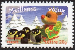 France Autoadhésif ** N°   97.ou 3986 - Meilleurs Voeux 2007 - Manchots Et Renne En Traîneau - Unused Stamps