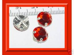 Lot De 3 Strass Rouges Sur Métal Argenté - Perle