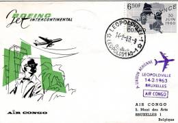 Congo- First Flight Cover- 14.2.1963 Leopoldville To Bruxelles [Air Congo] - Other & Unclassified