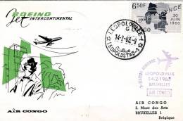 Congo- First Flight Cover- 14.2.1963 Leopoldville To Bruxelles [Air Congo] - Autres & Non Classés