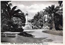 Cartolina  D´epoca     " Aversa - Villa Comunale E Monumento A Pietro Rosano  " - Aversa