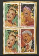 USA:Chanteurs Americains Celebres (Carmen Miranda,Celia Cruz,Ernesto Puente) 4 T-p Oblit. - Chanteurs