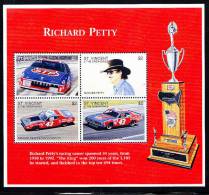 T)ST.VINCENT AND THE GRENADINAS S/S RICHARD PETTY  RACING CARREER SPANNED 34 YEARS S/S REICING CARS AND TROPHY - St.Vincent & Grenadines