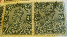 India 1911 King George V3p Pair - Used - 1911-35 Roi Georges V