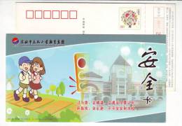Zebra Crossing,children Road Safety,China 11 Yuyao Dongfeng Primary School Safety Education Advert Pre-stamped Card - Accidentes Y Seguridad Vial