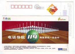 Bowling Sport,China 2008 China CNC Telephone Navigation Service Advertising Pre-stamped Card - Pétanque