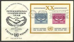 UN San Fransisco 26.06.1965 FDC Naciones Unidas United Nations Official First Day Cover 20th Anniversary Of UN - Lettres & Documents