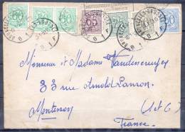 LETTRE  Cachet  BRUXELLES     Le 10 1 1953    Avec AFFRANCHISSEMENT COMPOSE De 7 Timbres  Pour La France - Lettres & Documents