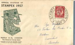 (10) UK FDC  Cover - 1957 - Stampex - 1952-71 Ediciones Pre-Decimales