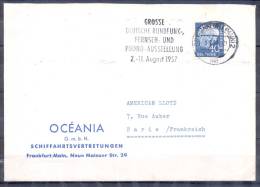 LETTRE    Cachet FRANKFURT   Le 3 7 1957  Pour  PARIS Sur Envel PUBL    OCEANIA - Briefe U. Dokumente