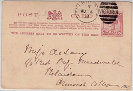 AUSTRALIA - VICTORIA - 1888 - CARTE POSTALE ENTIER - Storia Postale