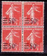 FRANCE N° 225 50C SUR 1F 05 VERMILLON 50C 0 CASSE + 0 BLANC SUR 4EME TIMBRE NEUF AVEC CHARNIERE - Unused Stamps