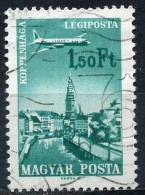 HONGRIE Aer284° 1fo50 Vert-bleu Avion Survolant Copenhague (10% De La Cote + 0,15 € - Used Stamps