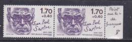 FRANCE N° 2357 2F10 + 50 C VIOLET CLAIR ET ROUGE JEAN PAUL SARTRE POINT SUR LE I DE FRANCAISE NEUF SANS CHARNIERE - Nuevos