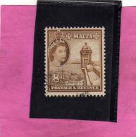 MALTA GREAT BRITAIN GRAN BRETAGNA 1956 QUEEN ELISABETH II MOSTA DOME - REGINA ELISABETTA DUOMO USED - Malta (...-1964)