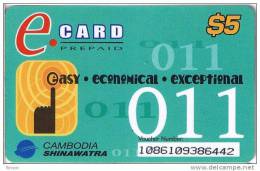 Cambodia, Shinawatra 011, $5, E-card, Easy, Economical, Exceptional, 2 Scans. - Kambodscha