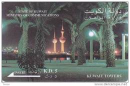 Kuwait, KUW-C-08A, 5 Dinar, "Kuwait Towers, Satlink Ltd" - Koweït