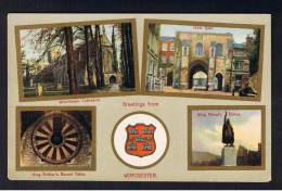RB 885 - Early Coloured Multiview Postcard - Winchester Hampshire - King Arthur's Round Table - Winchester