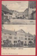 OSSINGEN DORFPARTIE & SCHULHAUS, LICHTDRUCK 1908 - Dorf