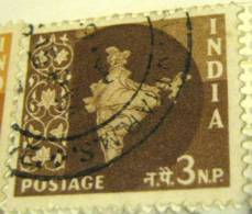 India 1957 Map Of India 3np - Used - Used Stamps